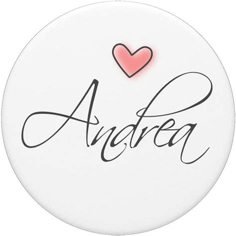 Andrea Name Cute Pastel Pink Heart Calligraphy White