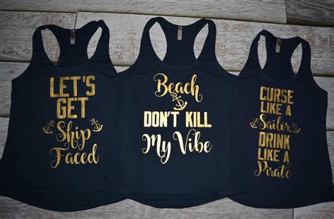 Custom Beach Bachelorette Cruise Tanks Lets Get Ship Faced Tank Boat