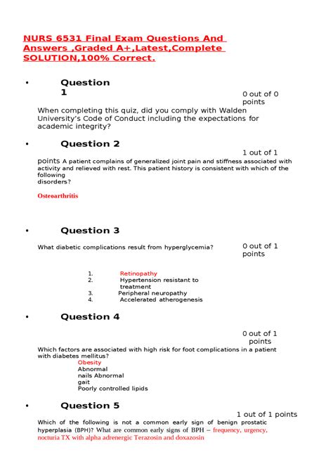 Nurs Final Exam Questions And Answers Graded A Latest Complete