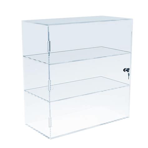 Azar Displays Acrylic Lockbox Countertop Display Case With Shelves