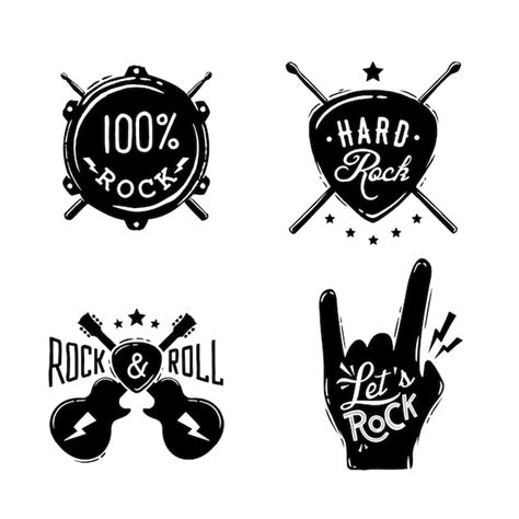 Premium Vector Rock Music Emblems Retro Label Badge