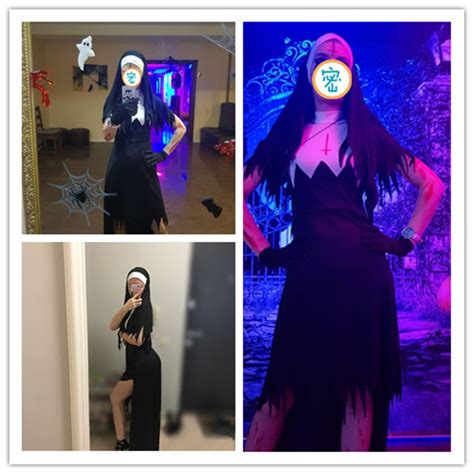 Plus Size Scary Nun Costume Gothic Dress Up Dark Dress Halloween