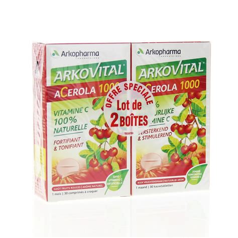 ARKOPHARMA Arkovital Acérola 1000 vitamine C 100 naturelle lot de 2