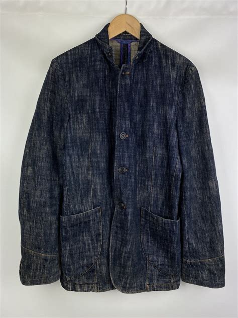 Evisu Evisu Deluxe Mens Denim Blazer Jacket Chore Coat Grailed