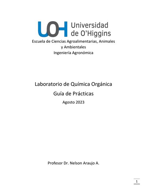 PDF Guía de Laboratorio de Química Orgánica para Ingeniería Agronomica