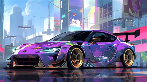 Purple Subaru BRZ In City Desktop Wallpaper Car Wallpaper 4K