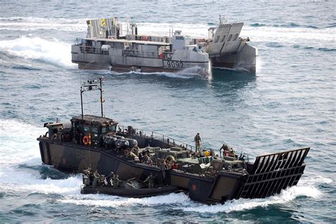 British Lcu Mk And French Eda R With Its Deck In The Up Position