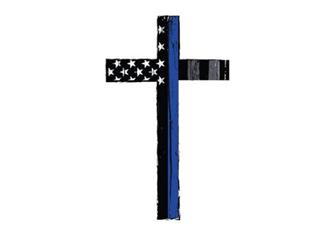 Thin Blue Line Cross Vehicle Decal Vinyl Decal Law Enforcement