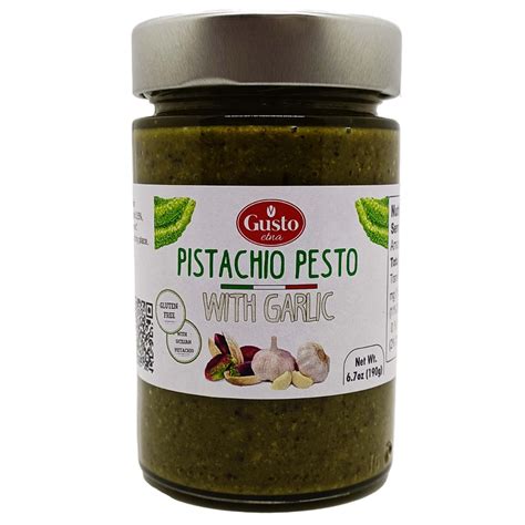 Gusto Etna Pistachio Pesto With Garlic Jar 67 Oz 190 G Manzo