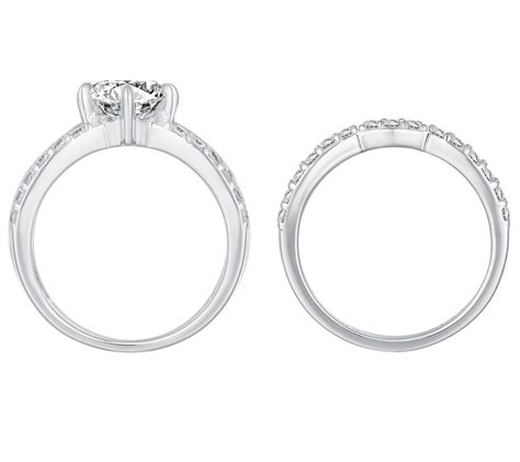 Diamonique 375 Cttw 2 Piece Bridal Set Ring S Terling Silver