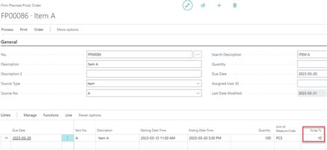 Dynamics 365 Business Central Managing Scrap In Production Orders Websan Solutions Blog