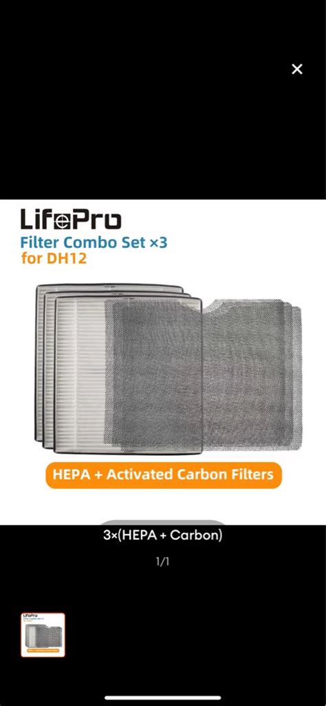 Lifepro Dh Dehumidifier Filter Combo Set Sets Hepa Activated