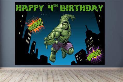 Hulk Birthday Banner Superhero Birthday Banner Hulk Etsy