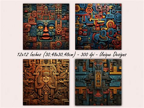 Ancient Mayan Murals, Mayan Art, Mayan Digital Paper Pack, 300DPI ...