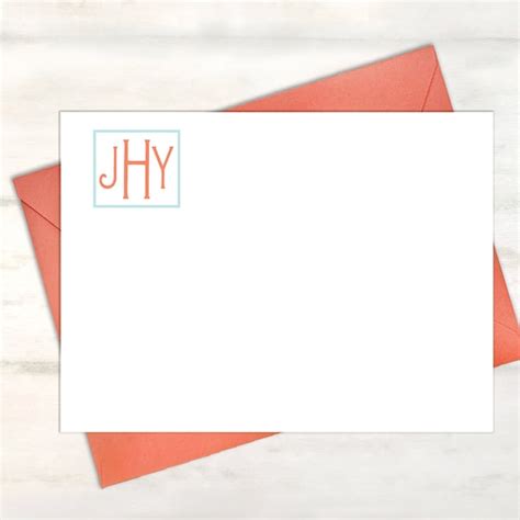 Personalized Monogram Note Card Etsy