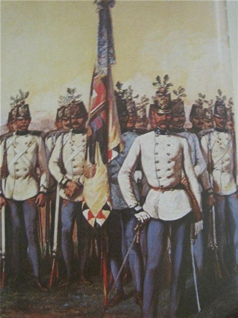 A Fine Depiction Of Austrian Line Infantry In Full Dress Coats