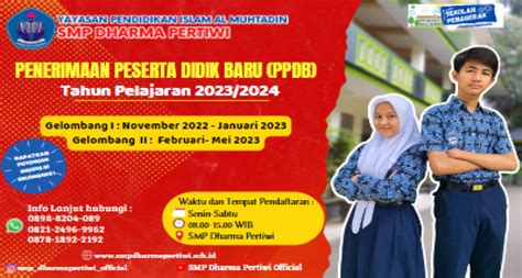 Penerimaan Peserta Didik Baru PPDB TP 2023 2024 SMP DHARMA PERTIWI