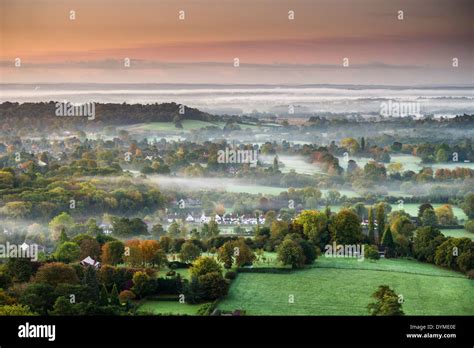 View Of Surrey Hills From Colley Hill Reigate Surrey Uk Stock Photo