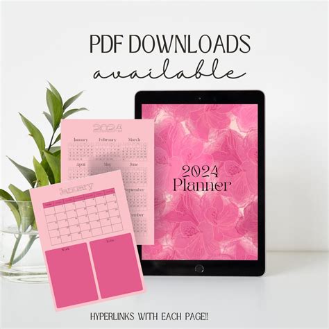 2024 Pink Floral Planner 2024 Digital Planner 2024 Daily, Weekly ...