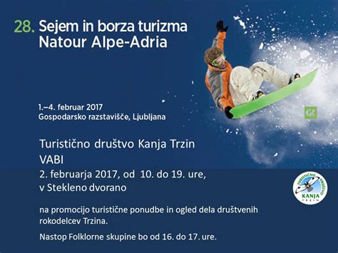 VABIMO NA SEJEM NATOUR ALPE ADRIA 2017 Turistično društvo Kanja Trzin