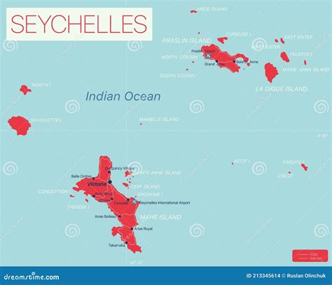 Islas Seychelles Detallado Mapa Editable Ilustración del Vector - Ilustración de vector ...