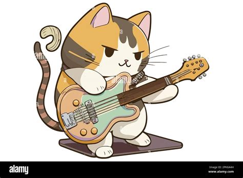 Cat playing guitar vector illustration Stock Vector Image & Art - Alamy