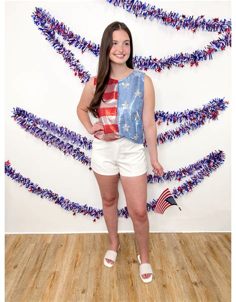 American Flag Sequin Sleeveless Top The Magnolia