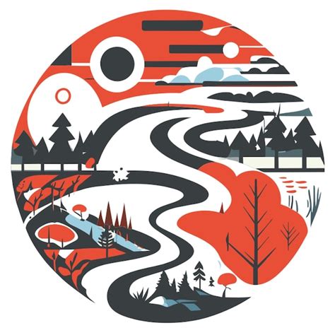 Natures Endless Flow Cycles Of Existence Vector Illustration Flat 2