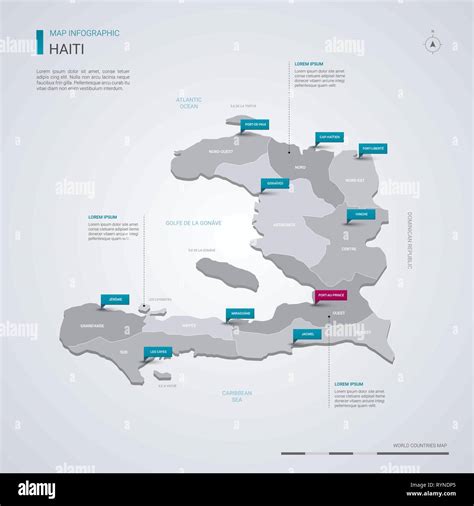 Haiti Vector Map With Infographic Elements Pointer Marks Editable