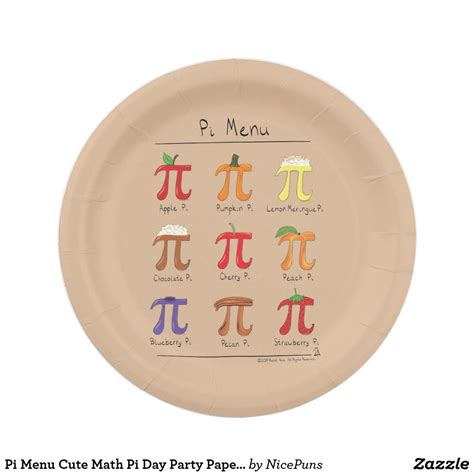 Pi Menu Cute Math Pi Day Party Paper Plates Zazzle Paper Plates