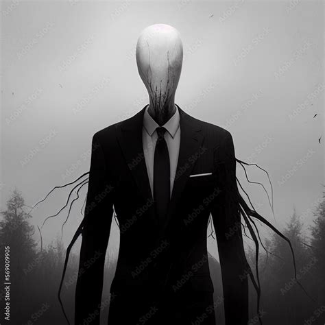 Slenderman Scary Stories Creepypastas Horror Generative Ai Stock