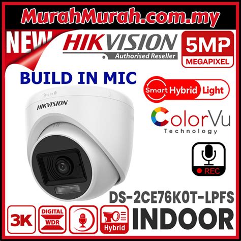 Hik Hikvision Colorvu Mp Indoor Dome Mic Audio Tvi K Camera Ds