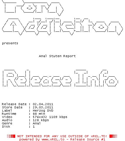 Anal Stuten Report German XXX DVDRiP XviD PORNDiCS NFO Datei XREL V Release NFO Source