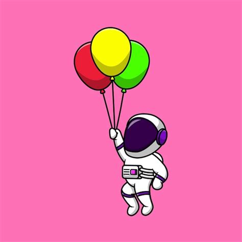 Premium Vector Cute Astronaut Floating With Balloons Cartoon Vector