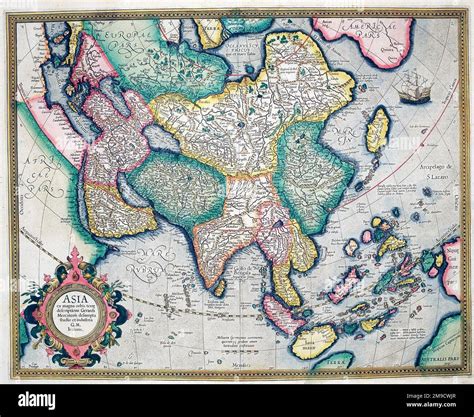 17th century Map of Asia Stock Photo - Alamy