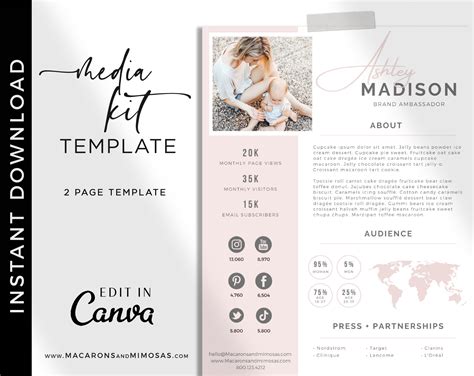 Paper Design Templates Media Kit Template For Canva Social Media