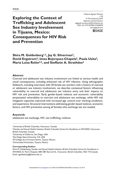 Pdf Exploring The Context Of Trafficking And Adolescent Sex Industry Involvement In Tijuana