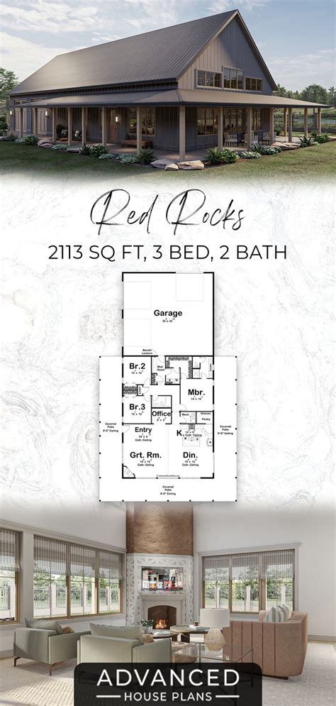 Story Barndominium Style House Plan With Massive Wrap Around Porch In