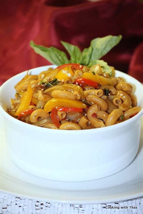 Asian Style Macaroni Stir Fried Macaroni Recipe Cooking With Thas