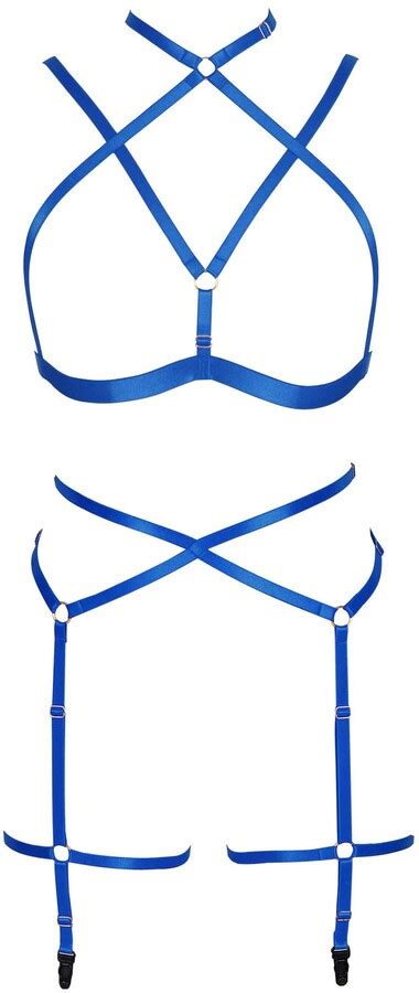 Banssgoth Women Full Cage Strappy Body Harness Lingerie Garter Belt Set