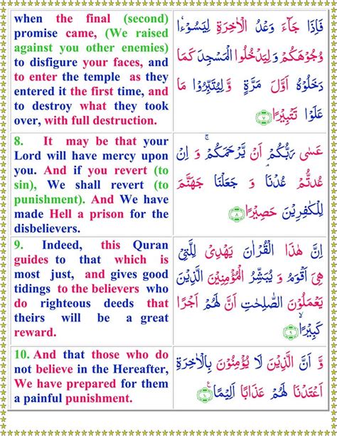 Read Surah Bani Israel Online With English Translation