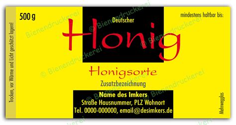 Bienendruckerei Honigglas Etikett Motiv 013