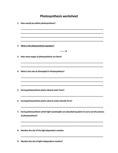 Solution Photosynthesis Worksheet Studypool Worksheets Library