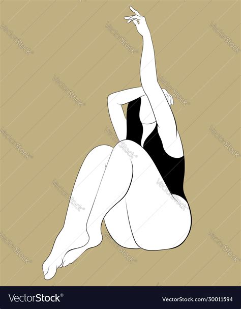 Hand Drawn Fat Woman In Swimsuit Royalty Free Vector Image