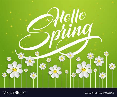 Hand Drawn Lettering Hello Spring Elegant Modern Vector Image