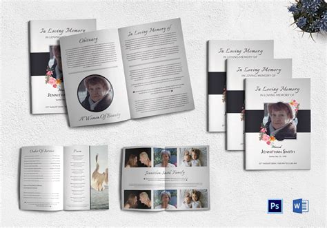 Customizable Funeral Booklet Template In Adobe Photoshop Microsoft Word