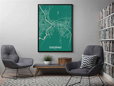 OSORNO Chile Map Poster Color Hometown City Print Modern Home - Etsy