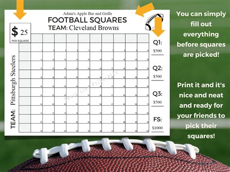 Editable Super Bowl Squares Template, Instant Download Football Pool ...