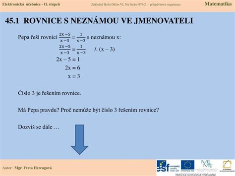 Ppt Rovnice S Nezn Mou Ve Jmenovateli Powerpoint Presentation