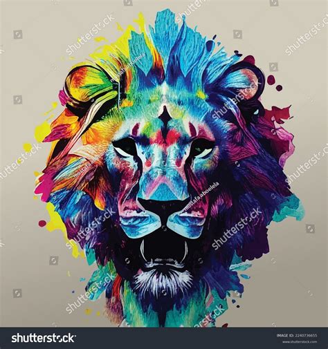 Colorful Lion Head Pop Art Style Stock Vector Royalty Free